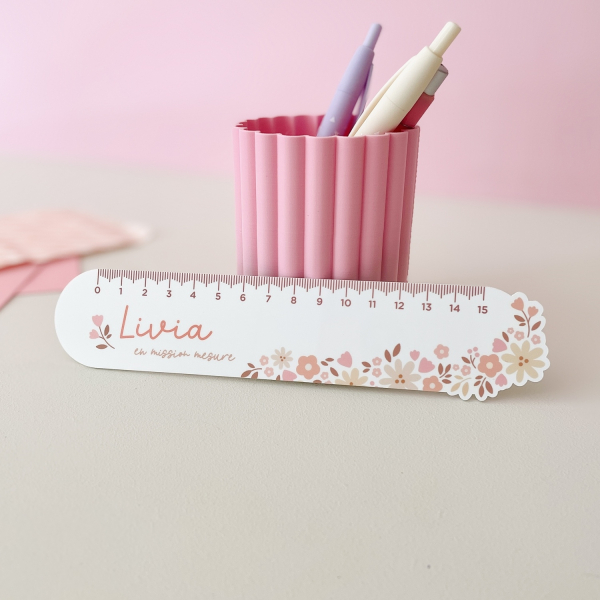 Règle en plexiglas personnalisée, motif florale Liberty