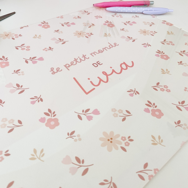 Sous-main en plexiglas personnalisé, motif floral Liberty