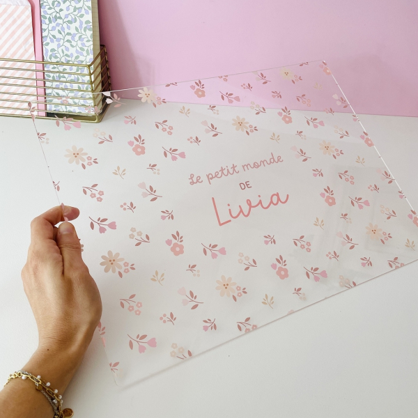 Sous-main bureau fille, décoration enfant à personnaliser