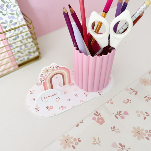 Pot à crayons personnalisé, organisateur bureau fille