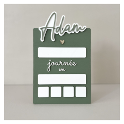 Pancarte rentrée scolaire personnalisée vert en bois et plexiglas