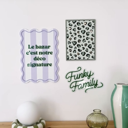 Décorations murales originales couleur vert et mauve, affiche à message