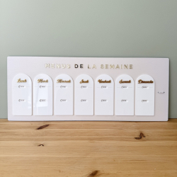 Planning menus de la semaine bois peint lin
