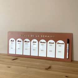Planning mural effaçable terracotta, menus de la semaine