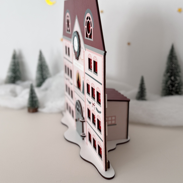 Calendrier de l'Avent en bois, Le Grand hôtel mini village Noël