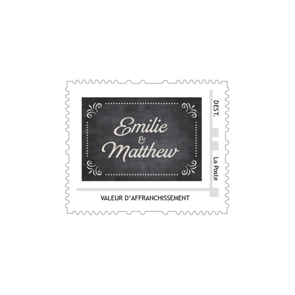 Timbre poste personnalisé pour votre mariage vintage