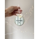 Boule de Noël à rayures vertes, message famille