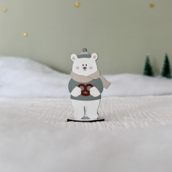 Décoration de Noël en bois, Gaston l'ourson