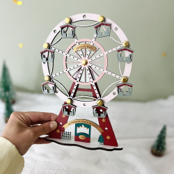 Village de Noël en bois, décoration grand roue