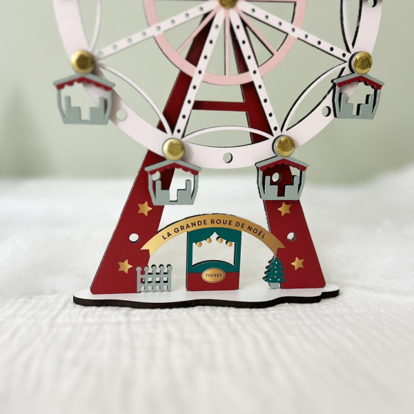Mini monde de Noël en bois, grande roue