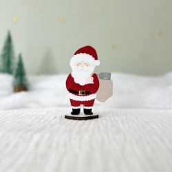 Père Noël en bois, figurine village de Noël