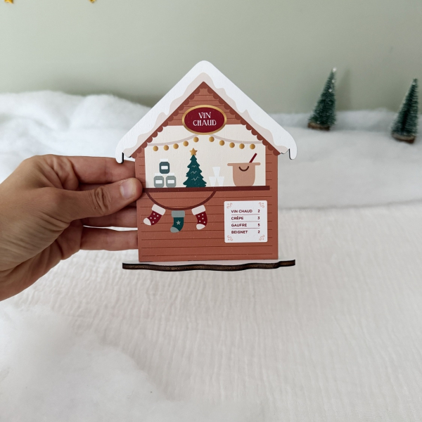 Scènette marche de Noël, le chalet de vin chaud