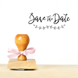 Tampon en bois original mariage save the date champêtre