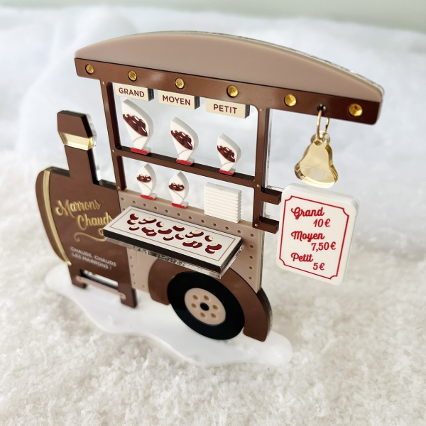 Stand marrons chauds, village miniature en Plexiglas