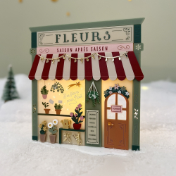 Maison miniature village de Noël en plexiglas, le fleuriste