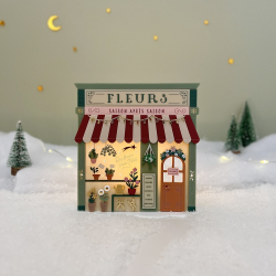 Le fleuriste, village de Noël miniature en plexiglas à illuminer