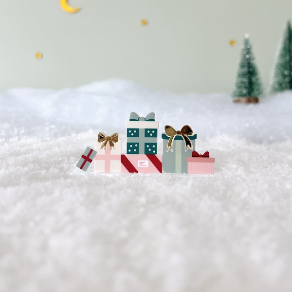 Accessoire Mini monde de Noël, paquets cadeaux en plexiglas