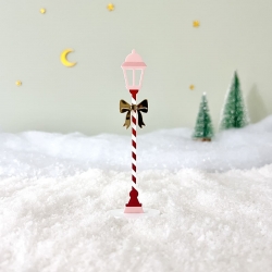 Lampadaire au noeud rouge, accessoire décor village miniature Noël