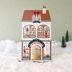 Village miniature de Noël, la librairie en bois