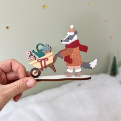 Paco le blaireau, personnage village miniature de Noël en bois