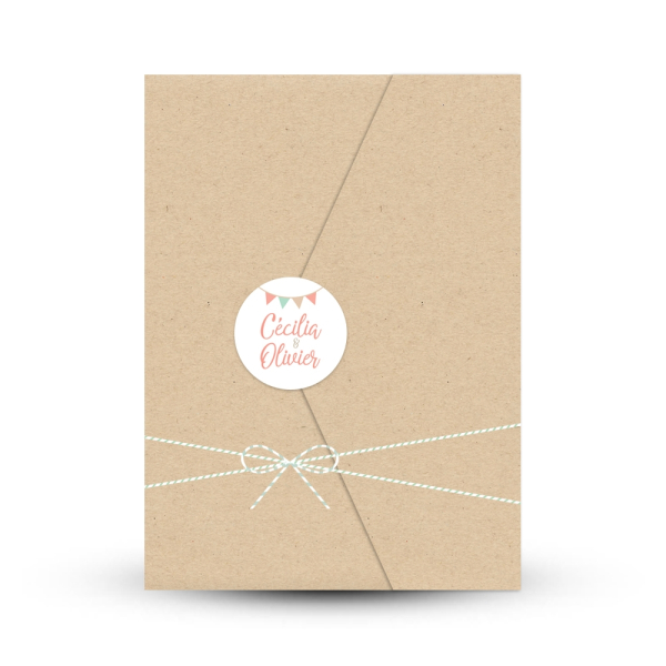 Invitation de mariage guinguette dans pocketfolder