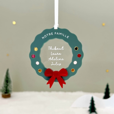 Boule de Noël personnalisée famille, couronne de l'avent