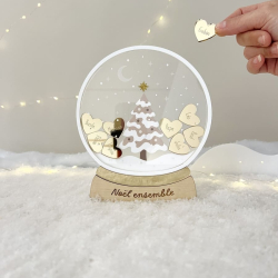 Photophore personnalisé Noël, Boule à neige féérique