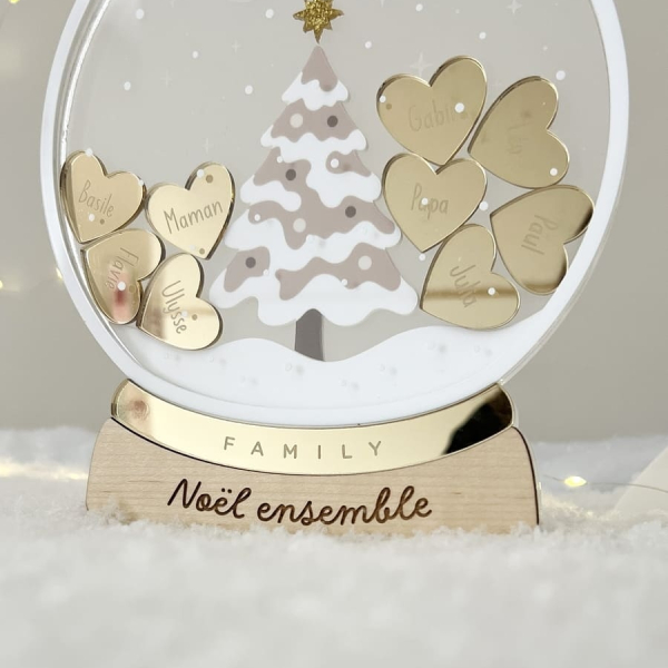 Photophore personnalisé Noël, Boule à neige féérique