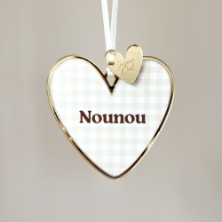 Boule de Noël coeur cadeau nounou ou maîtresse