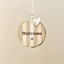 Boule de Noël ronde nounou ou maîtresse, cadeau original Noël