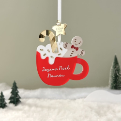 Cadeau personnalisé nounou, boule de Noël colorée tasse