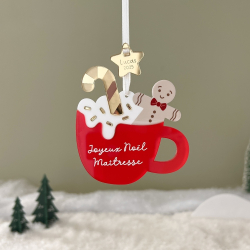 Boule de Noël plexiglas tasse de chocolat cadeau maîtresse