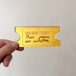 Golden Ticket de Noël en plexiglas miroir or personnalisé