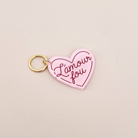 Porte-clé coeur l'amour fou, porte-clés plexiglas