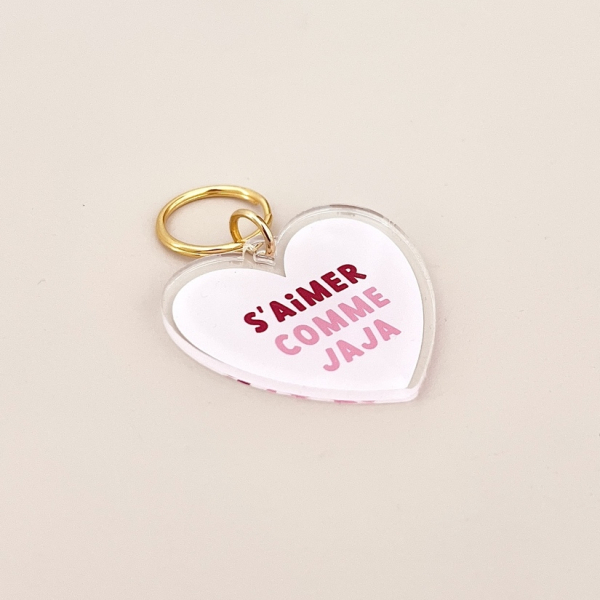 Porte-clé coeur phrase S'aimer comme jaja
