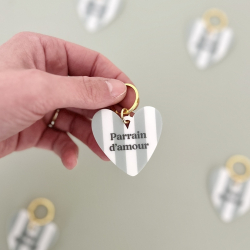Porte-clé coeur plexiglas Lovely family, cadeau symbolique Parrain