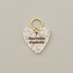 Porte-clé coeur léopard beige, cadeau symbolique famille