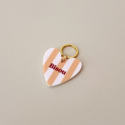 Porte-clé coeur Bisou à rayures coloré, porte-clés original