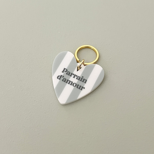 Porte-clé coeur Parrain d'amour à rayures vertes, cadeau symbolique