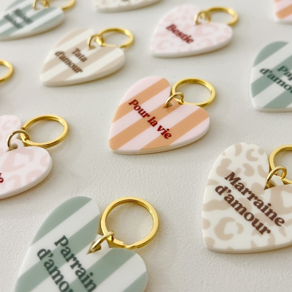 Porte-clef coeur Plexiglas message Pour la vie