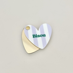 Miroir de poche coloré coeur Bisou, cadeau original