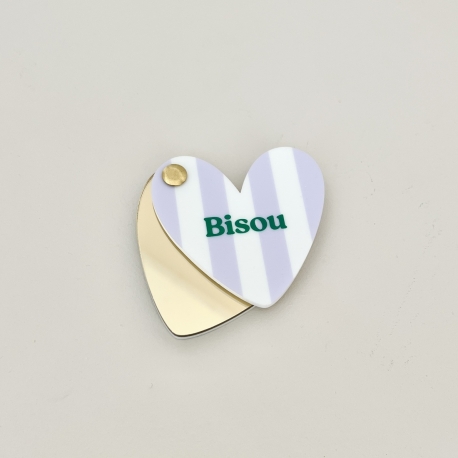 Miroir de poche coloré coeur Bisou, cadeau original