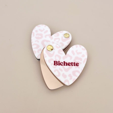 Miroir de poche coeur Bichette motif léopard