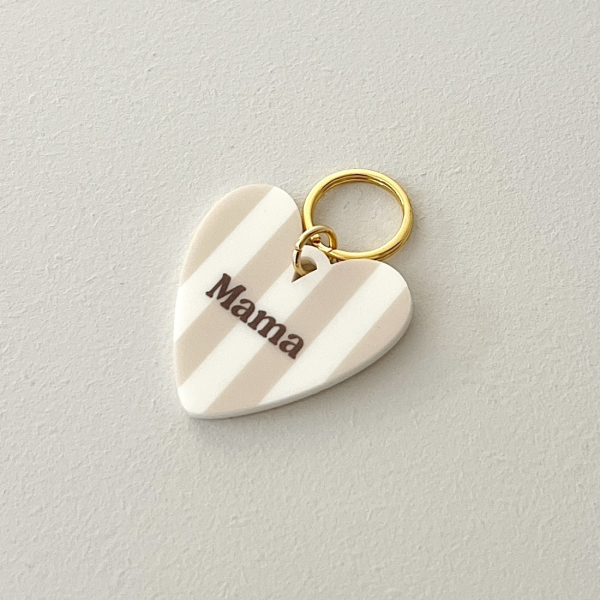 Porte-clés coeur à rayures, cadeau Maman