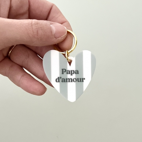 Porte-clés coeur famille, cadeau fête des pères