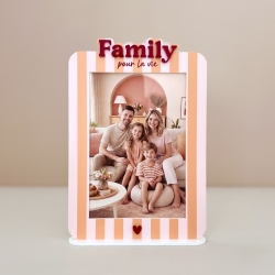 Cadre photo Family rayures roses et orange