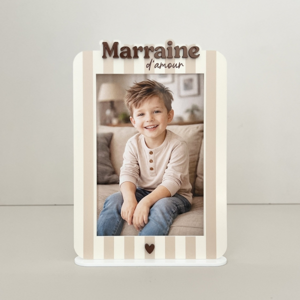 Cadre photo à rayures, cadeau famille