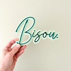 Décoration murale en plexiglas Bisou. vert 18 cm