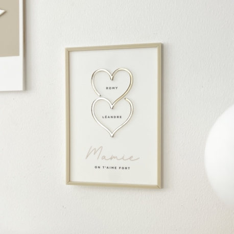 Affiche en plexiglas liens du coeur cadeau unique Mamie