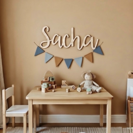 Enseigne prénom en bois à personnaliser, décoration chambre d'enfant
